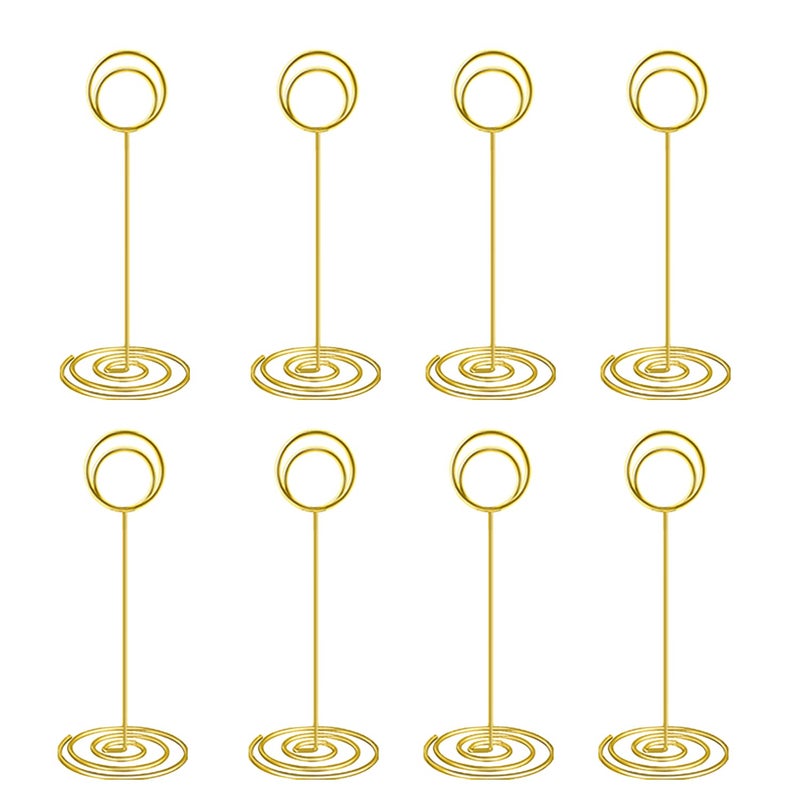Radezon 20 Pack 8.75 inch Tall Table Number Holders Place Card Holder Table Picture Holder Wire Photo Holder Clips Picture Memo Note Photo Stand (Gold) - Image 1
